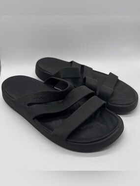 Crocs Getaway Strappy Sandals Slides Black Women’s Size 9 Comfortable Beach